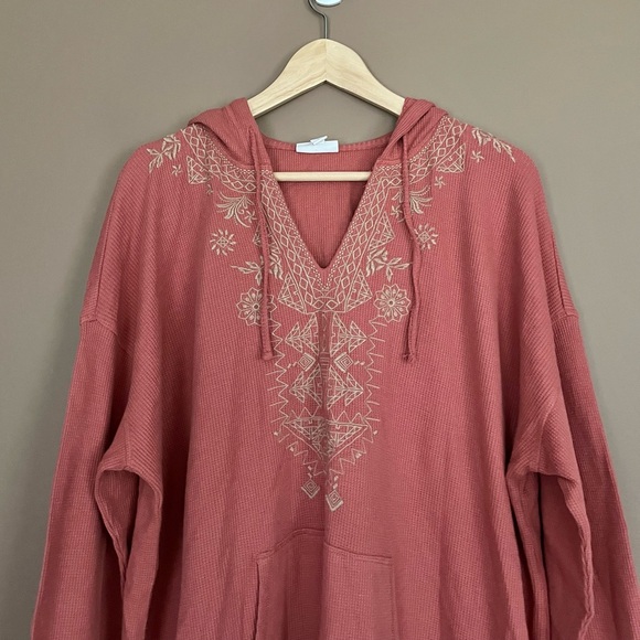 {J. Jill} Embroidered Waffle Knit with Hood in Dusty Rose - Womens XL - Picture 2 of 10